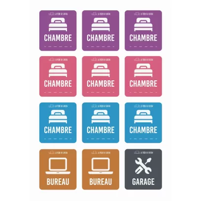 Étiquettes pour cartons de déménagement colorées - 24 stickers