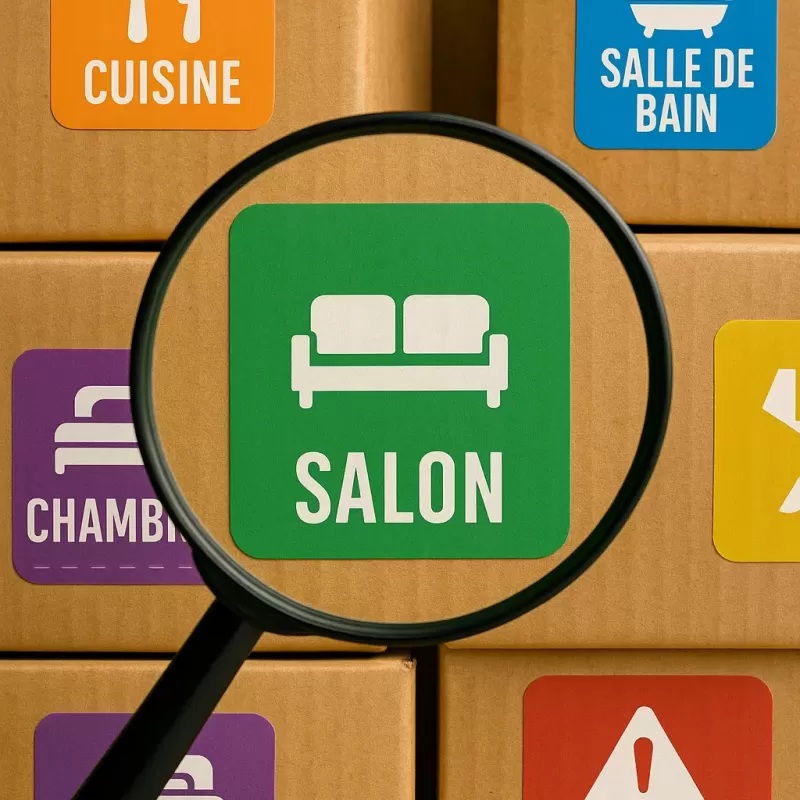 Étiquettes pour cartons de déménagement colorées - 24 stickers