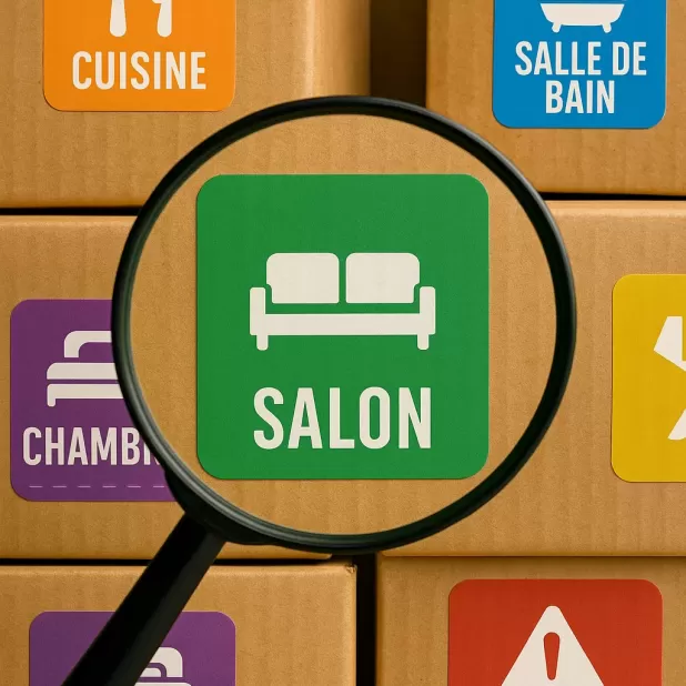 Étiquettes pour cartons de déménagement colorées - 24 stickers