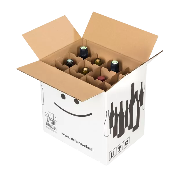 Carton 12 bouteilles renforcé avec croisillons intégrés