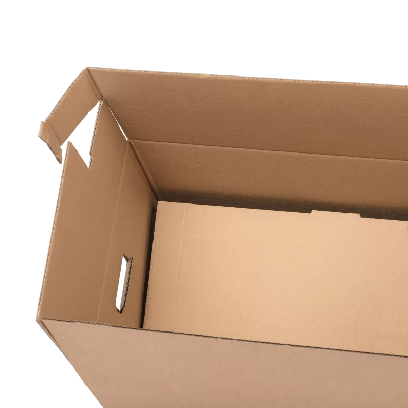 Grand carton automatique Tribumatic sans adhésif avec poignées.